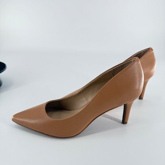 Alfani Step N Flex Womens Pointed-Toe Heels Size 7M Caramel Tan Faux Leather Com - Picture 9 of 11